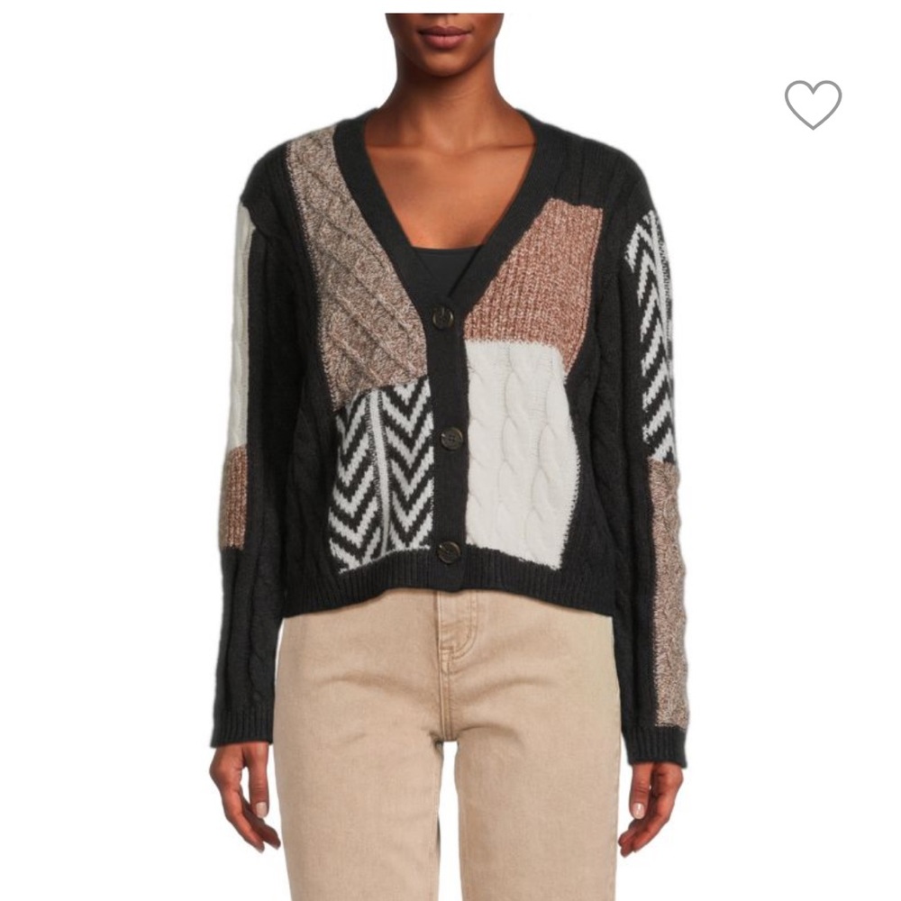 Multi-Knit Patchwork Cardigan